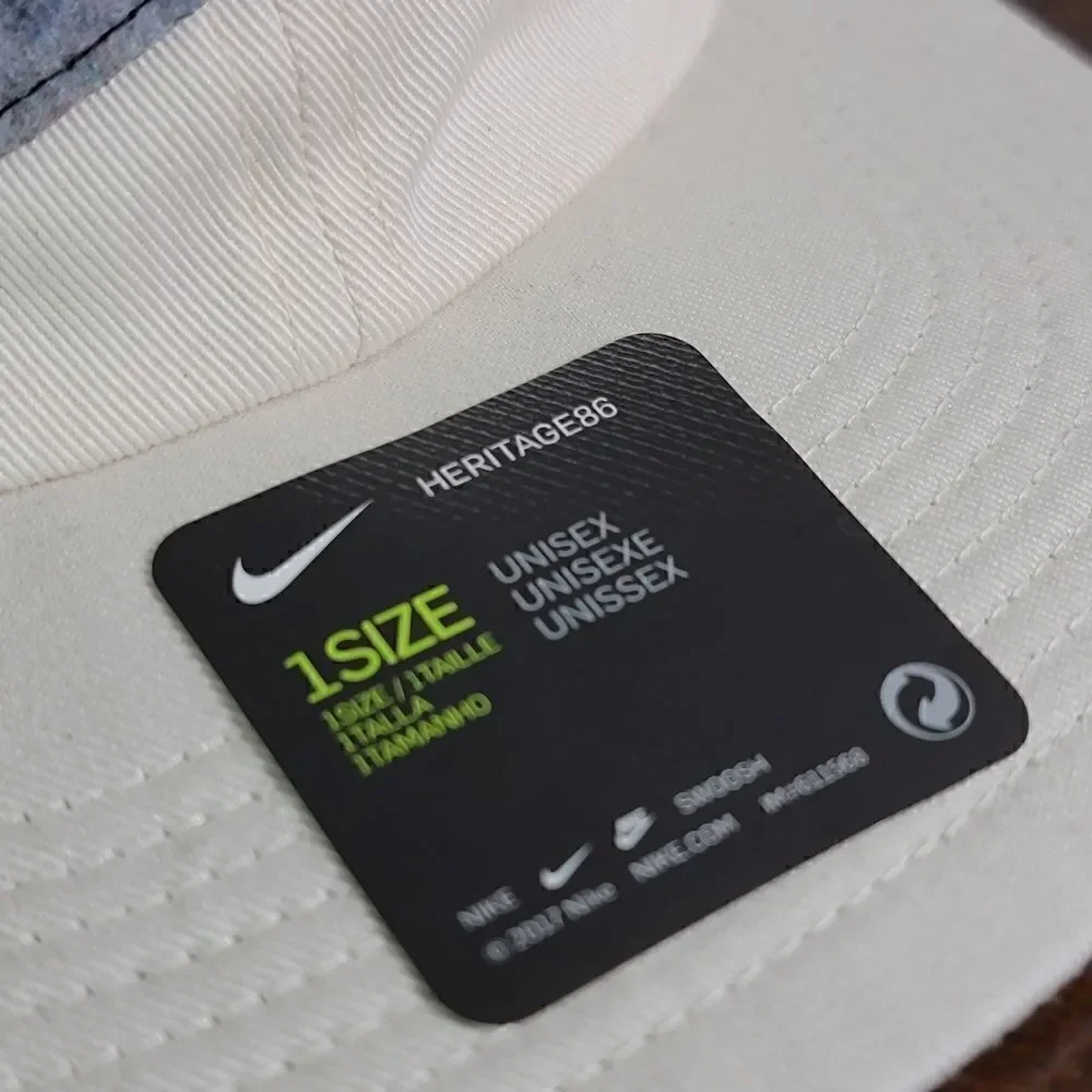 Nike Sportswear NSW Heritage 86 Off-White Color Grey Recycled Swoosh Logo Visor